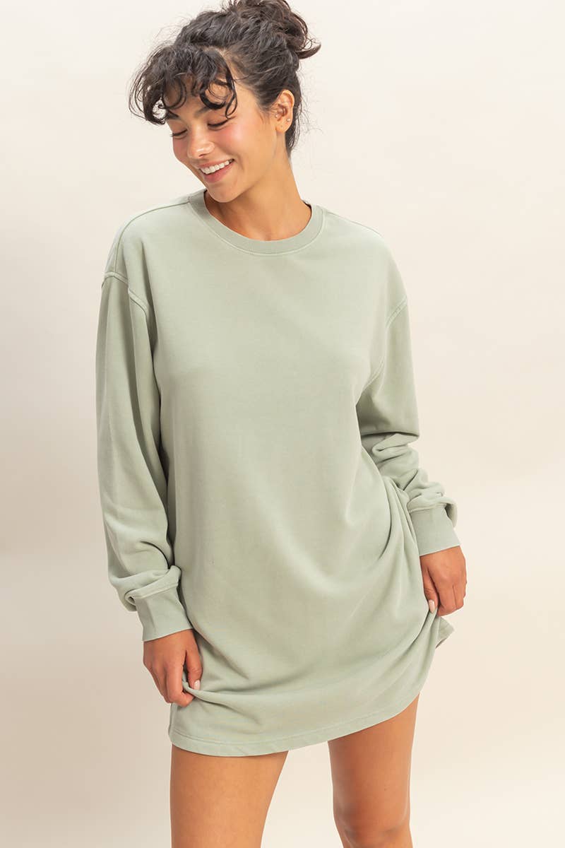 Mineral Washed Oversized Mini Sweatshirt Dress