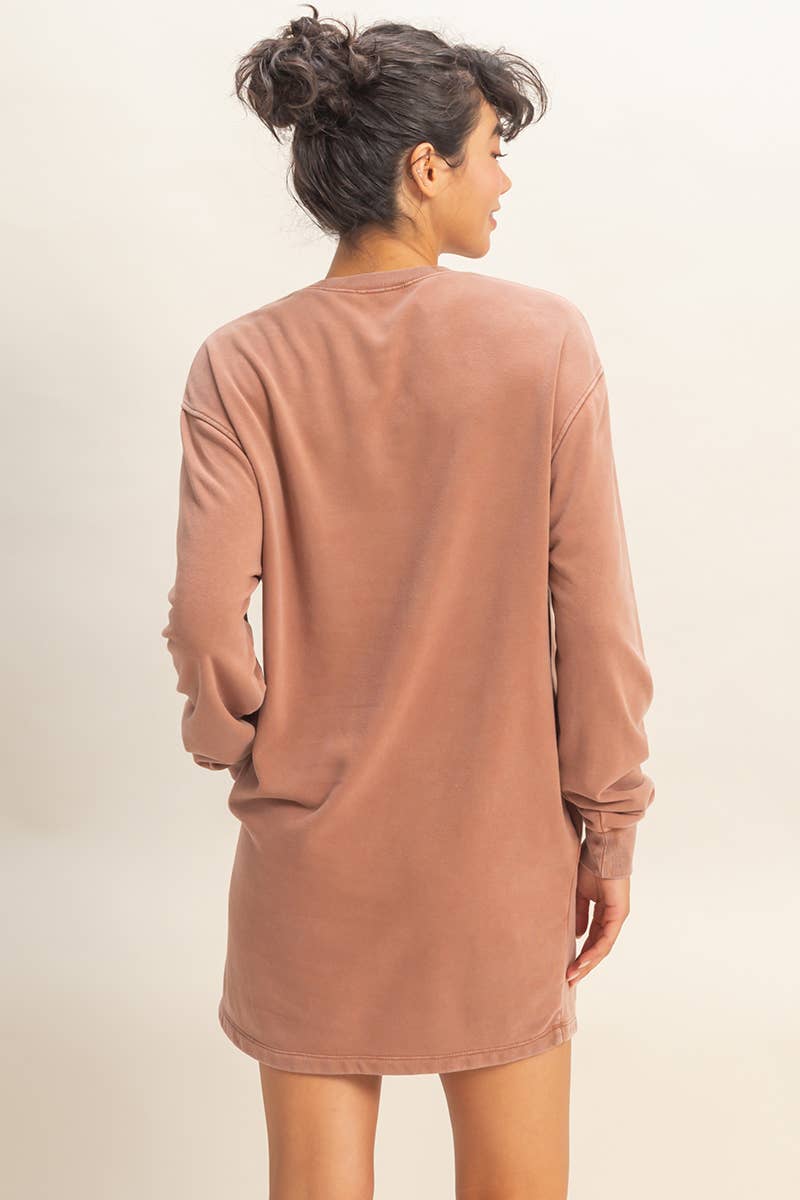 Mineral Washed Oversized Mini Sweatshirt Dress