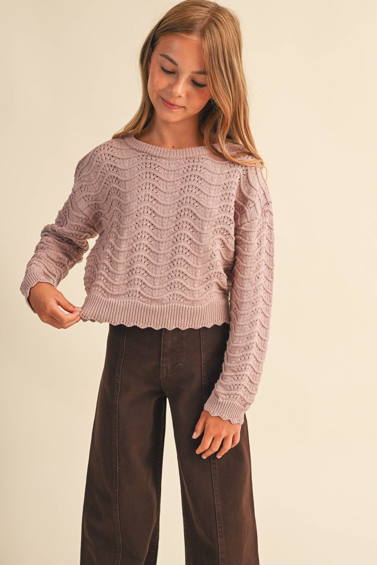 TWEEN GIRLS WAVY KNITWEAR PULL OVER (7-14)