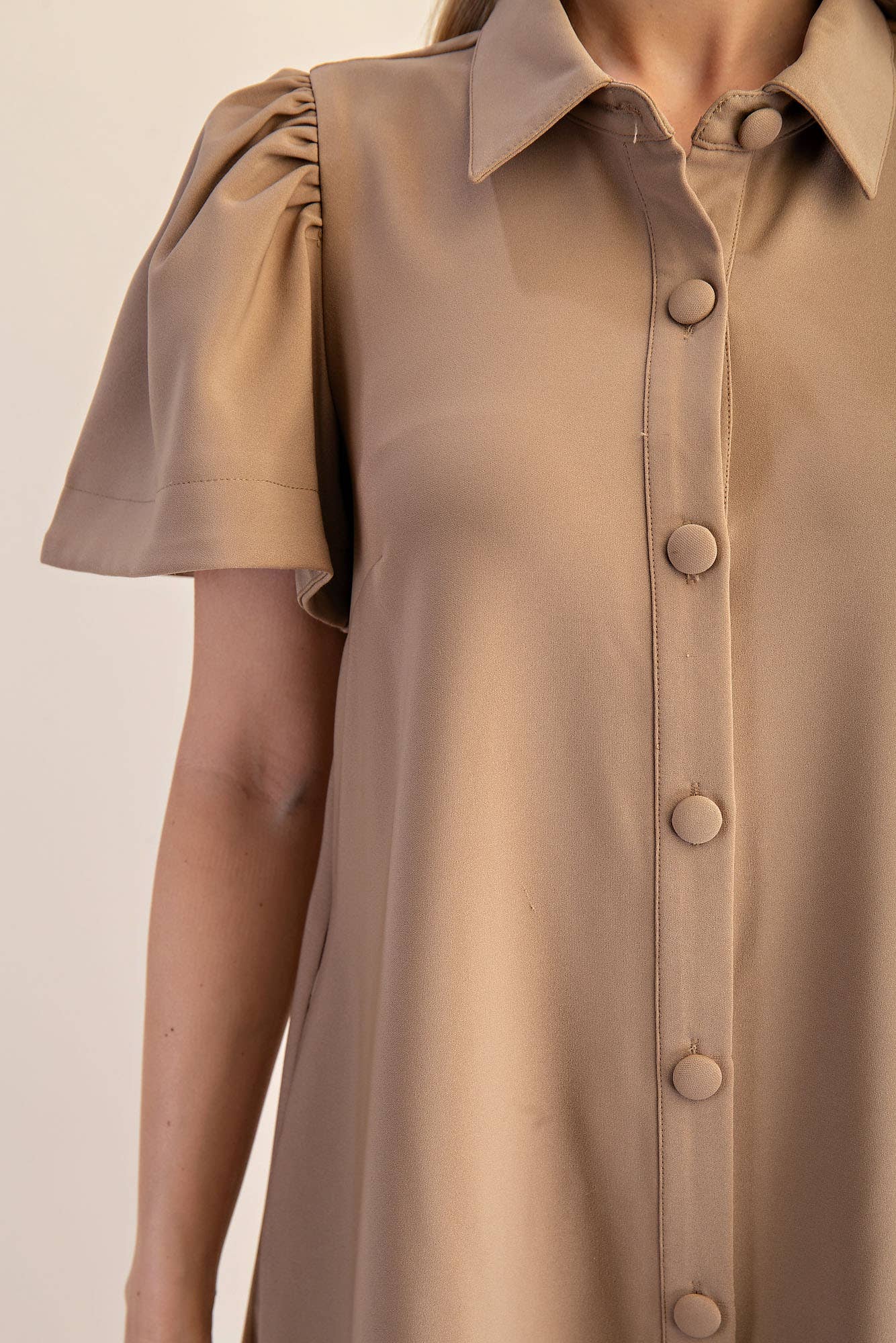 Collar Neck Button Down Mini Dress