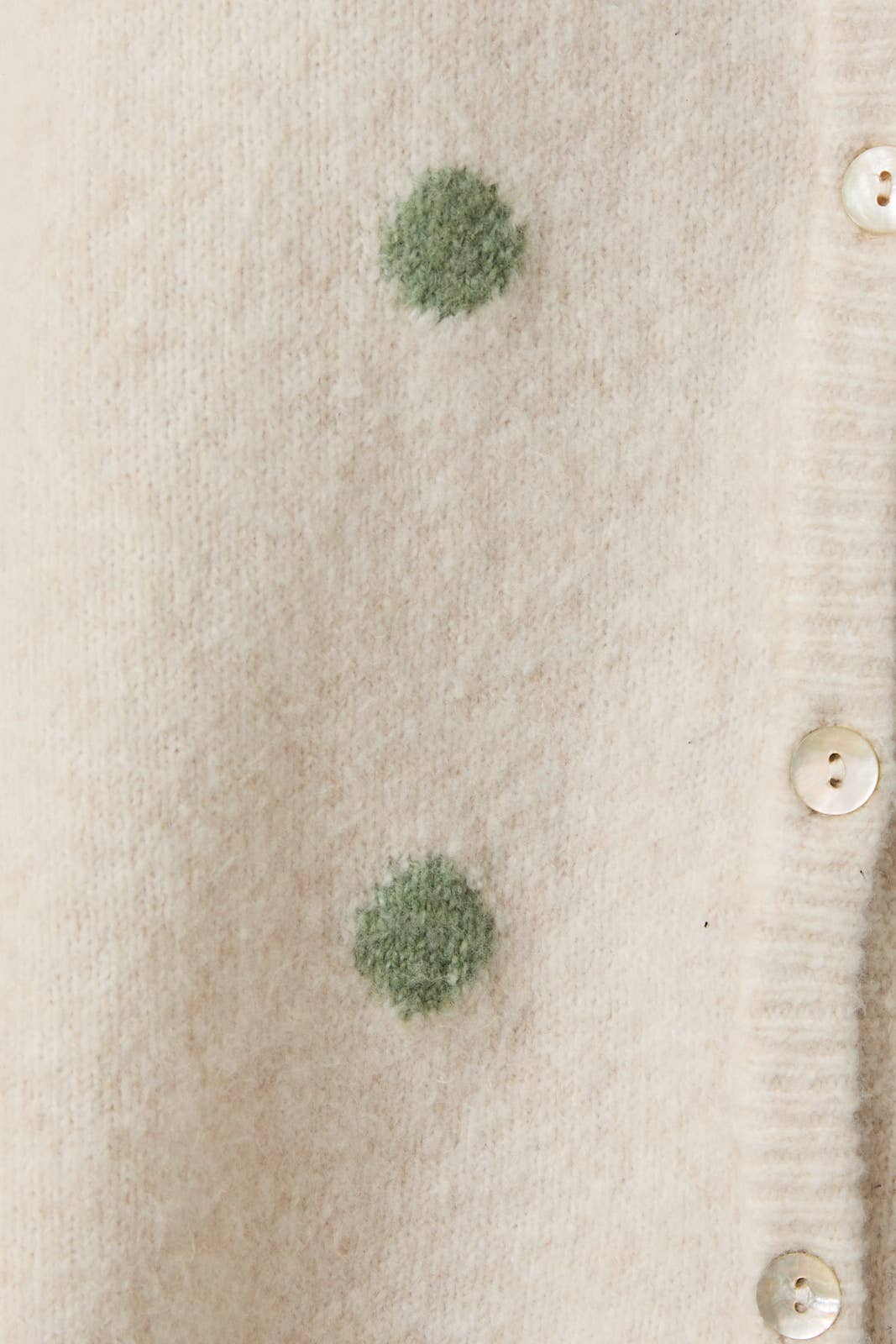 LONG SLEEVE CREW NECK POLKA DOT SWEATER CARDIGAN