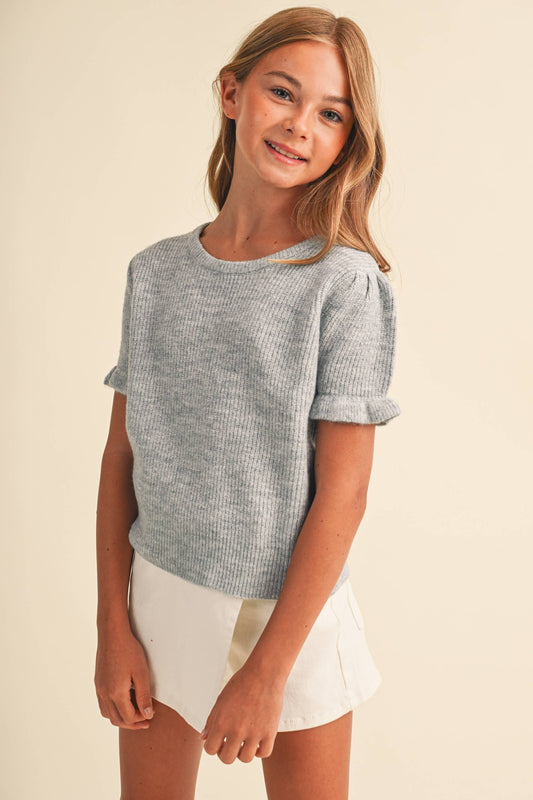 TWEEN GIRLS PUFF SLEEVE SWEATER (7-14)